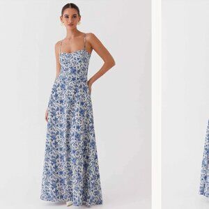 Peppermayo Angelina Linen Maxi Dress (Blue Paisley)